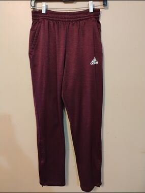 adidas Burgundy Kids Joggers with White Logo